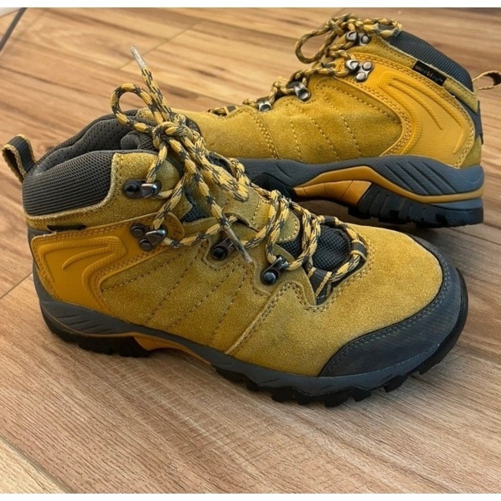 Clorts Wm 7 Uneebtex Hiking Boots Yellow Suede Waterproof Mid Top Outdoor Hiking